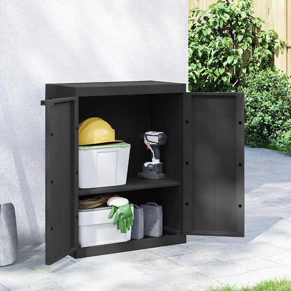vidaXL Outdoor Storage Cabinet Black Polypropylene Compact
