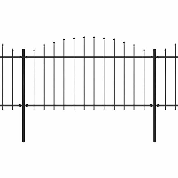 vidaXL Garden Fence with Spear Top Steel 421.3"x59.1" Black