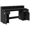 vidaXL Desk with LED Lights Black 63.0x21.7x35.8" Engineered Wood