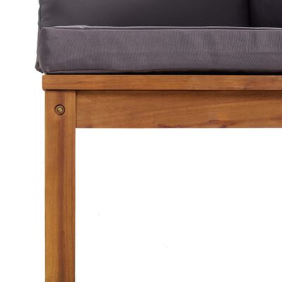 vidaXL Sectional Corner Sofa with Dark Gray Cushions Solid Acacia Wood