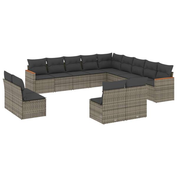 vidaXL Garden Sofa Set Grey PE Rattan Large Modular Garden Sofa Set