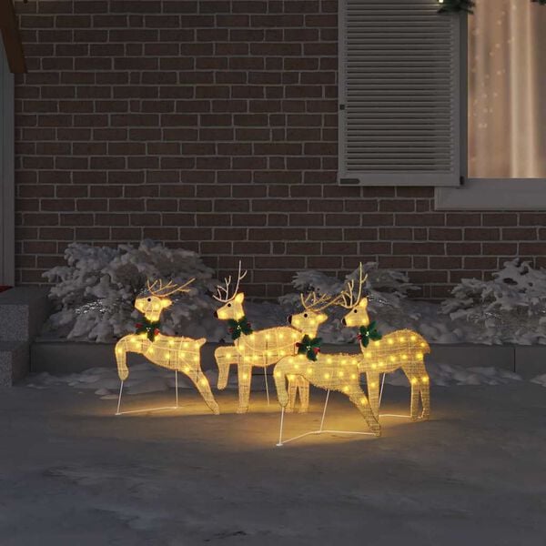 vidaXL LED Reindeers 4 pcs Gold fabric