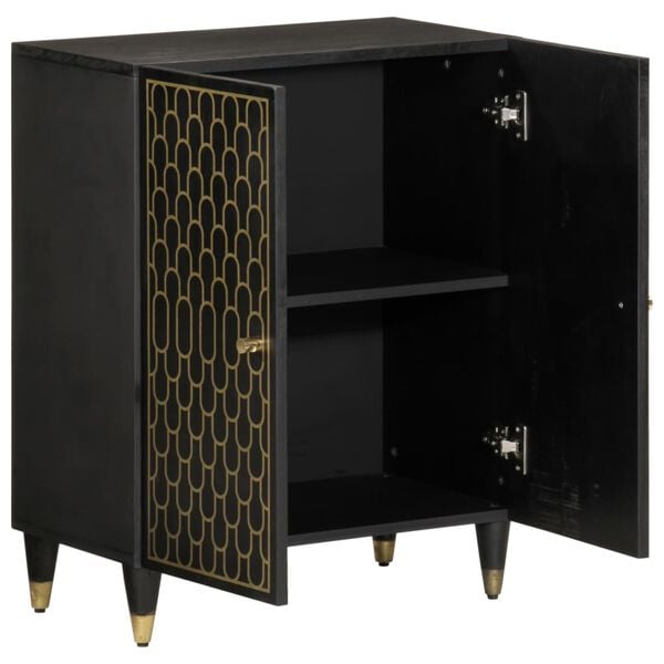 vidaXL Side Cabinet Black Solid Mango Wood Standard Cabinet