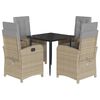 vidaXL 5 Piece Patio Dining Set with Cushions Mix Beige Poly Rattan