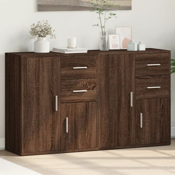 vidaXL Sideboard Brown Oak Engineered Wood Medium Sideboard