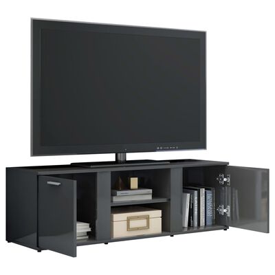 vidaXL TV Cabinet High Gloss Gray 47.2"x13.4"x14.6" Engineered Wood