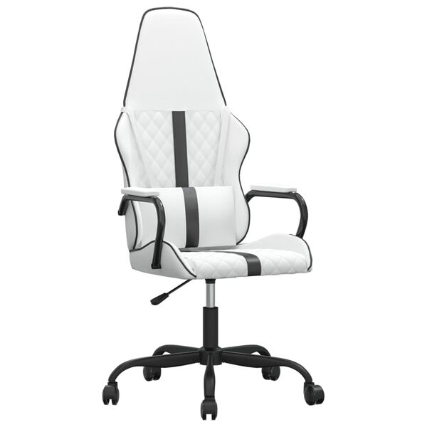 vidaXL Gaming Chair White and Black Faux Leather, Metal, Plywood