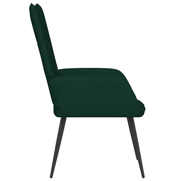 vidaXL Relaxing Chair Dark Green Velvet, Steel Medium Ergonomic