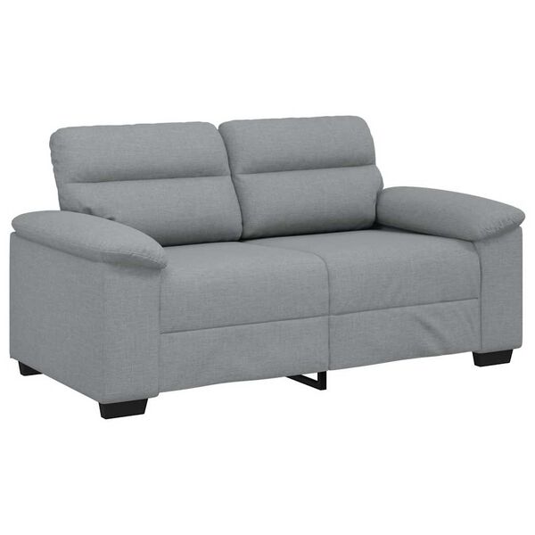 vidaXL 2-seater Sofa Light grey Polyester fabric, metal, plywood, solid wood