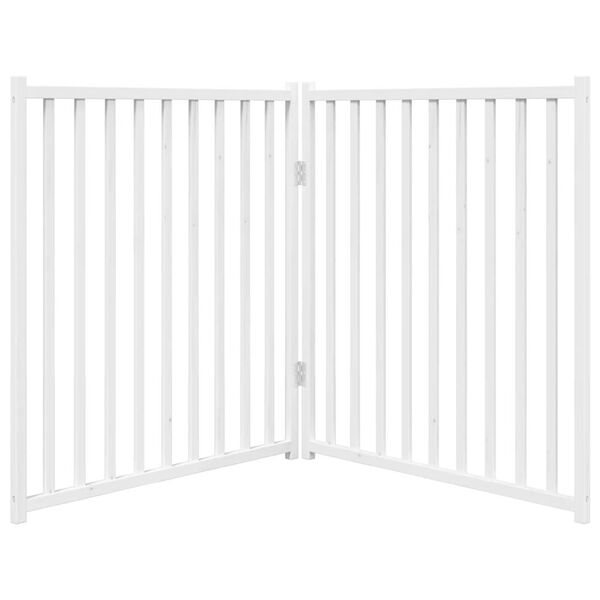 vidaXL Dog Gate Set of 2 White Fir wood 63.0 inches length Foldable