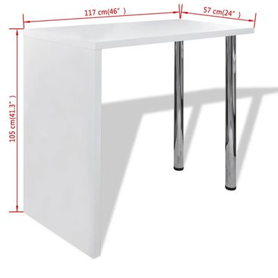 vidaXL Bar Table MDF with 2 Steel Legs High Gloss White