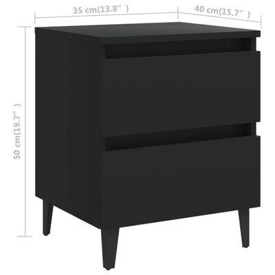 vidaXL Bed Cabinets 2 pcs Black 15.7"x13.8"x19.7" Chipboard