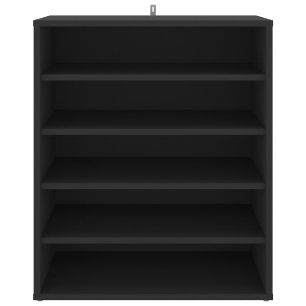 vidaXL Shoe Cabinet Black Engineered Wood Medium Storage Shoe Cabinet