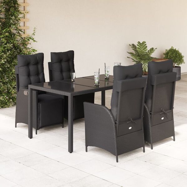 vidaXL Garden Dining Set Black