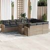 vidaXL Garden Sofa Set Gray PE rattan, powder-coated steel, tempered glass