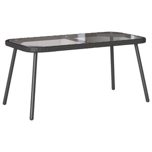 vidaXL Coffee Table Black 90 x 45 x 43 cm Poly Rattan and glass