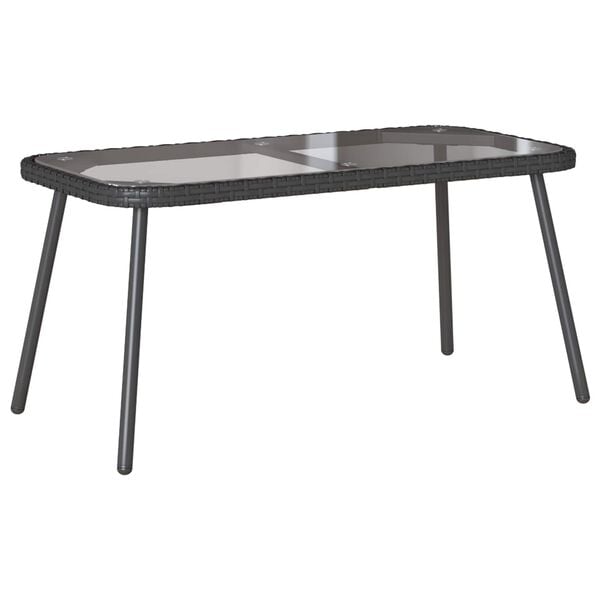 vidaXL Coffee Table Black 90 x 45 x 43 cm Poly Rattan and glass