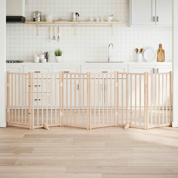 vidaXL Dog Gate Set of 6 Solid fir wood Foldable Dog Gate Rectangular