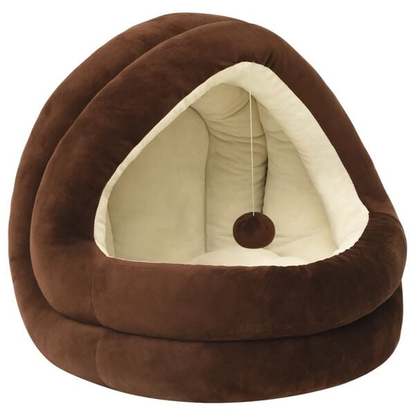 vidaXL Cat Bed Brown and Cream Fleece, PP cotton Small Cat Bed