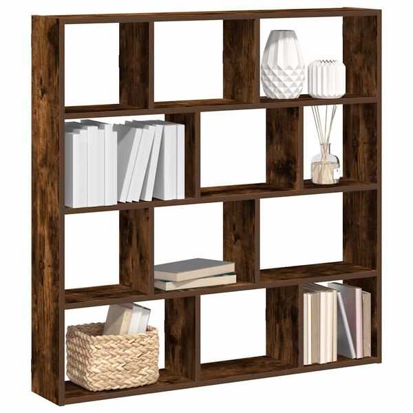 vidaXL Wall Cube Shelf Smoked Oak Engineered Wood Medium Wall Cube Shelf