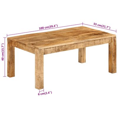 vidaXL Coffee Table 39.4"x21.7"x15.7" Solid Wood Mango