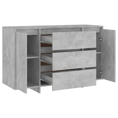 vidaXL Sideboard with 3 Drawers Concrete Gray 47.2"x16.1"x29.5" Engineered Wood