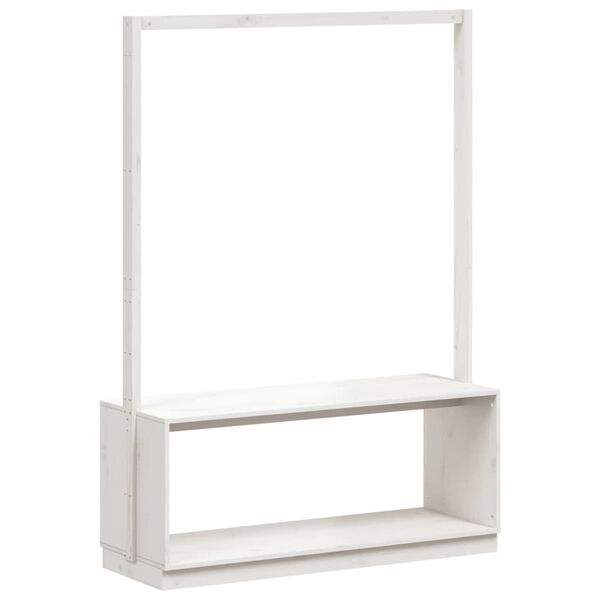 vidaXL Clothes Rack White Solid Pine Wood 44.5x15.7x62.0 in Minimalist