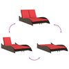 vidaXL Sun Lounger with Cushions Brown 44.9x80.7x28.7" Poly Rattan