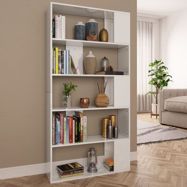 vidaXL Book Cabinet High gloss white Engineered wood