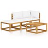 vidaXL Garden Lounge Set Cream cushions, natural wood