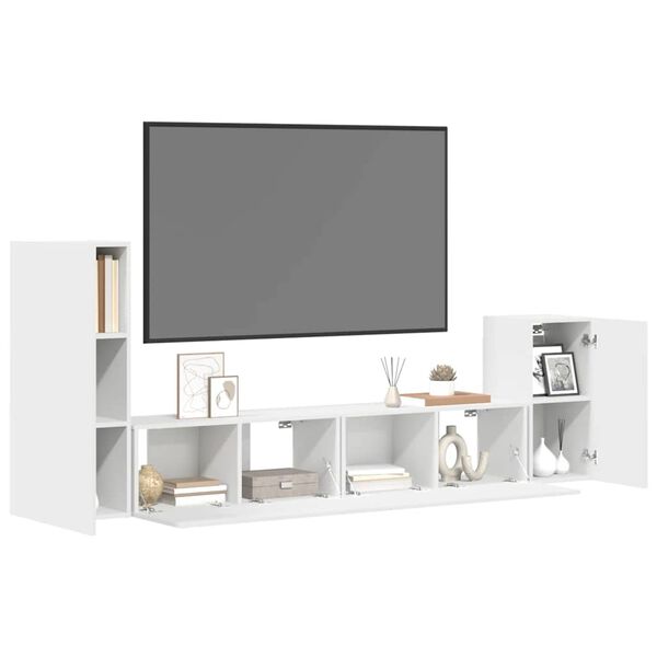 vidaXL TV Cabinet Set Set of 4 White Engineered Wood Large