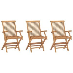 vidaXL Garden Chair Set of 3 Teak Brown Teak Wood Medium Foldable