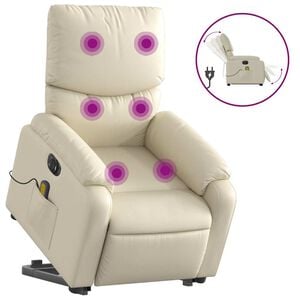 vidaXL Electric Stand Up Massage Recliner Chair Cream