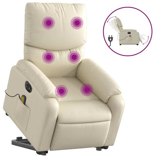 vidaXL Electric Stand Up Massage Recliner Chair Cream