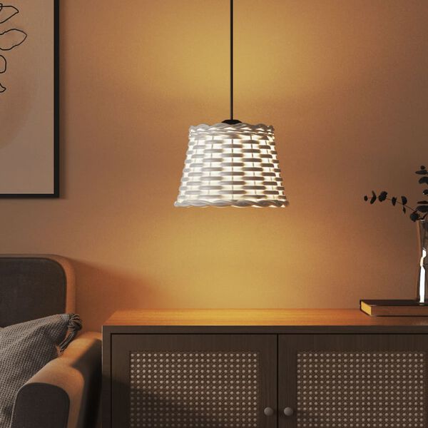 vidaXL Ceiling Lamp Shade White Wicker, Iron Medium Decorative Inlays