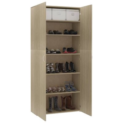 vidaXL Shoe Cabinet Sonoma Oak 31.5"x14"x70.9" Engineered Wood