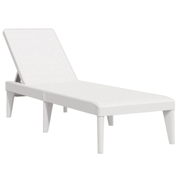 vidaXL Sun Lounger White Polypropylene Medium Multi-Position Backrest