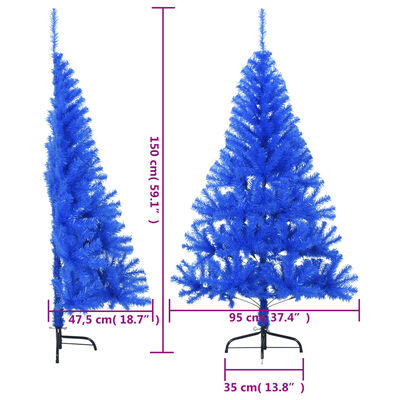vidaXL Artificial Half Christmas Tree with Stand Blue 5 ft PVC