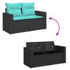 vidaXL Garden Sofa Black Poly Rattan 2-Seater Adjustable Feet