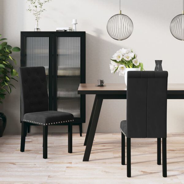 vidaXL Dining Chairs 2 pcs Black Velvet