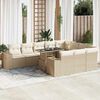 vidaXL Garden Sofa Set Beige PE Rattan Large Adjustable Feet