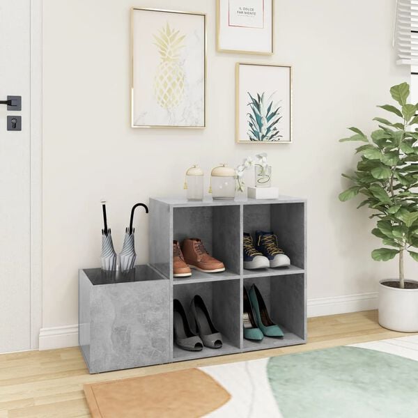 vidaXL Hall Shoe Cabinet Concrete Grey Engineered Wood Medium Cabinet