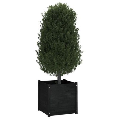 vidaXL Garden Planter Black 23.6"x23.6"x23.6" Solid Wood Pine