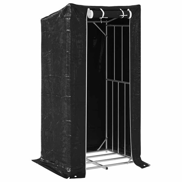 vidaxL Firewood Rack with Rain Cover 39.4"x31.5"x78.7" Galvanized Steel