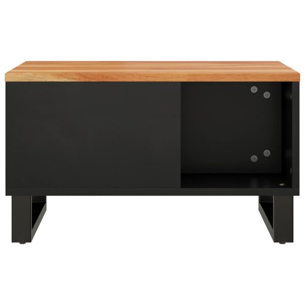 vidaXL Coffee Table Natural and Black Solid Acacia Wood, Iron Medium