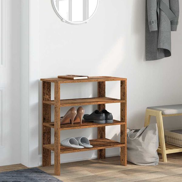 vidaXL Shoe Rack Old wood Engineered Wood Slim Shoe Rack Rectangular