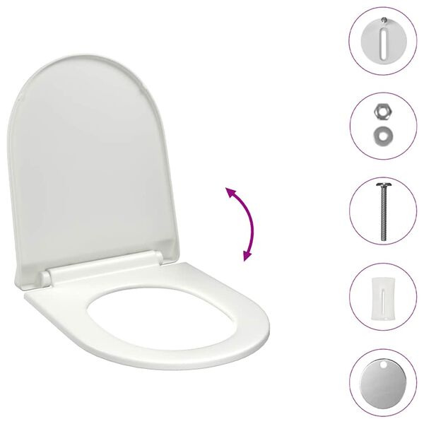 vidaXL Soft-close Toilet Seat with Quick-release Design White