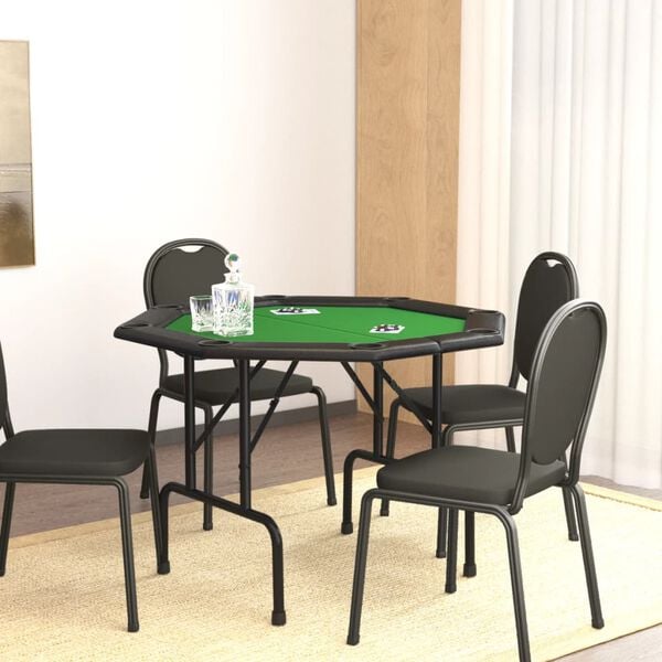vidaXL Poker Table Green Engineered wood, felt, artificial leather, steel