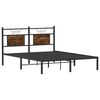 vidaXL Bed Frame Smoked Oak Engineered Wood, Steel Double Bed Frame