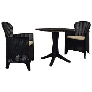 vidaXL Bistro Set Set of 2 Anthracite Plastic with rattan look Standard